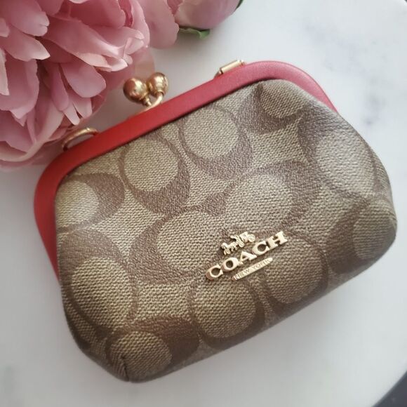 Coach Signature C Kisslock Crossbody Coin Purse - Picture 4 of 8